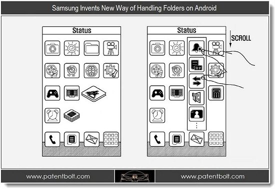 サムスン Android 端末でのフォルダーとアイコンの新しい操作方法を米国にて特許申請 新型 Ui を開発中 Gpad