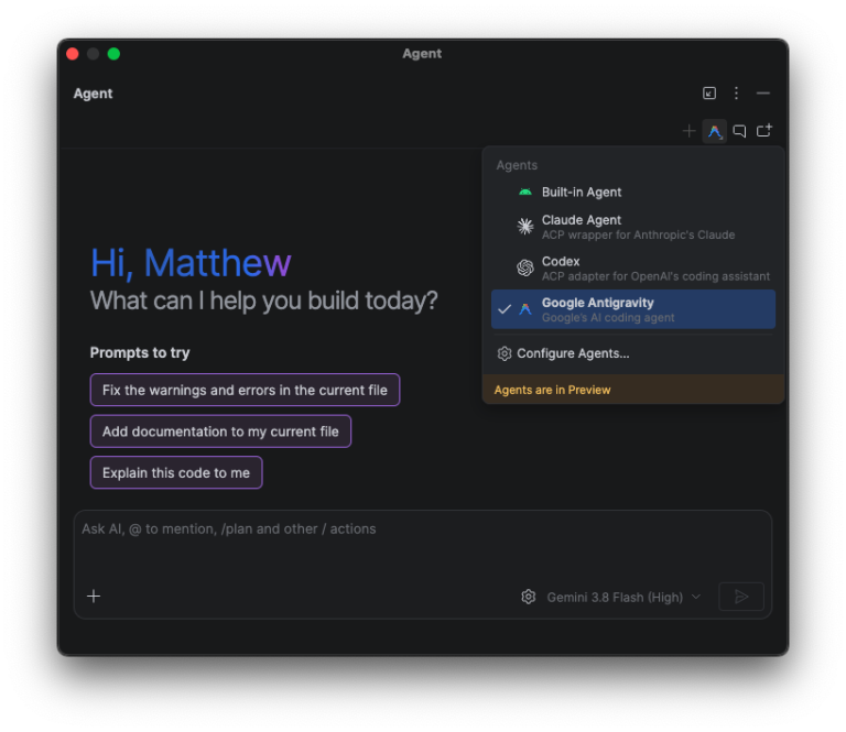 Android Studio のエージェント設定