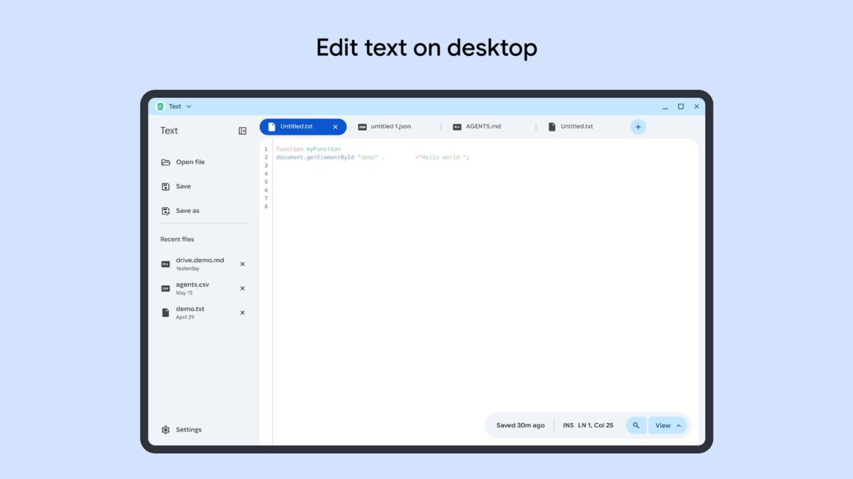 Google Text アプリ（Googlebook 向け）