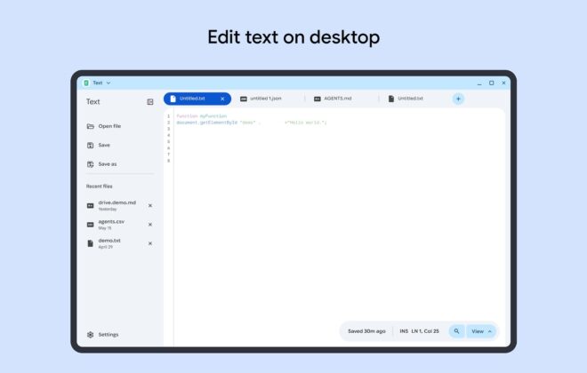 Google Text アプリ（Googlebook 向け）